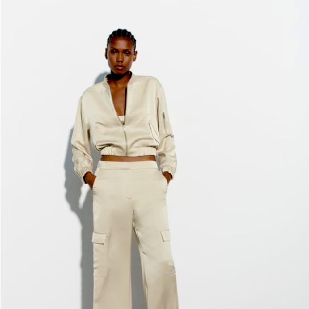 Zara Cream Bomber Jacket
